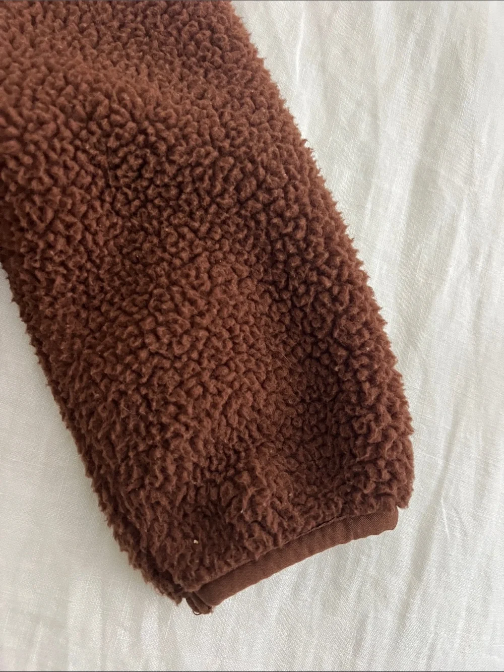 Girls' Brown Sherpa Jacket with Blue Flower Pockets